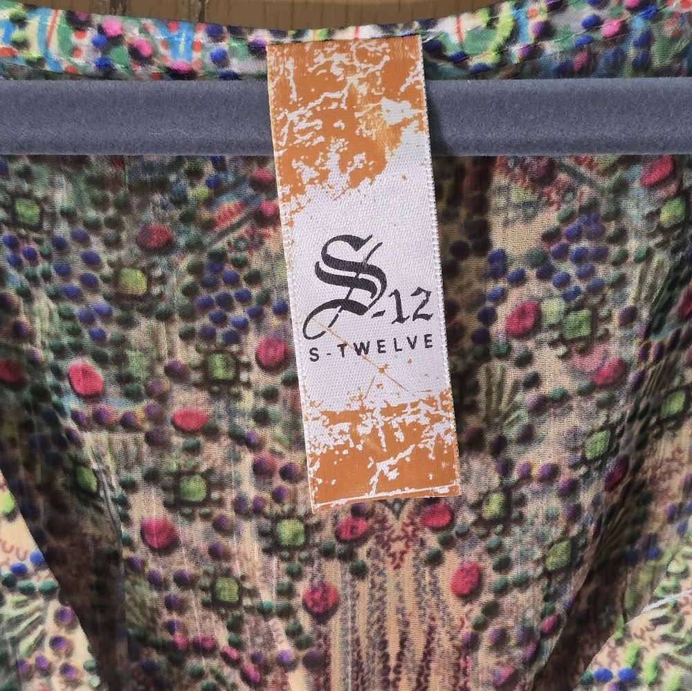 S-Twelve Multicolor Rhinestone Patterned Tunic - Picture 3 of 5